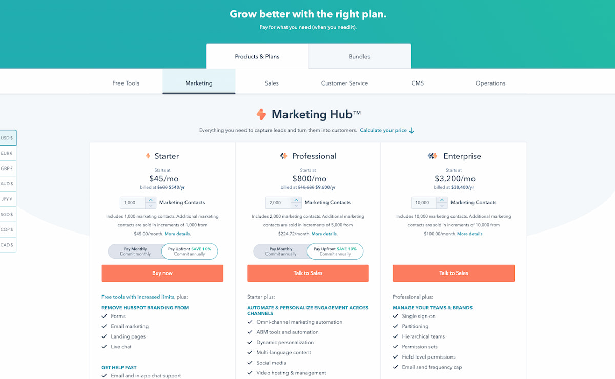 competitive matrix type: price matrix or page