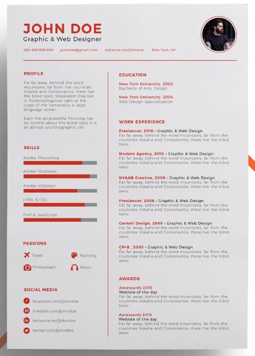 Best Resume Template: accent color resume