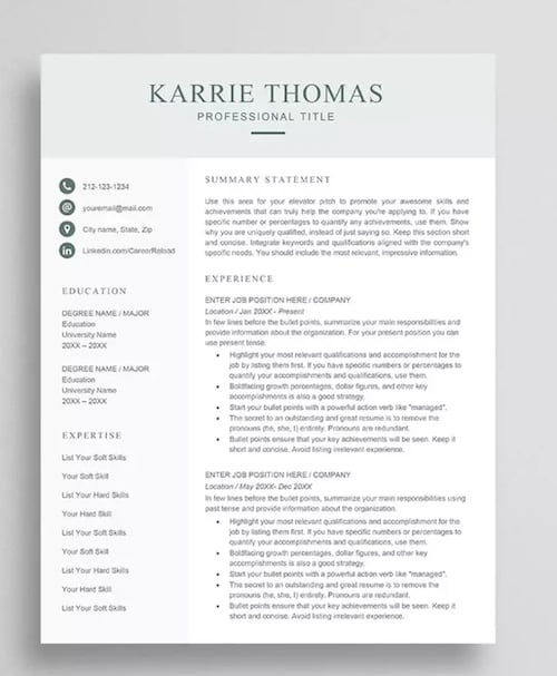 perfect resume layout