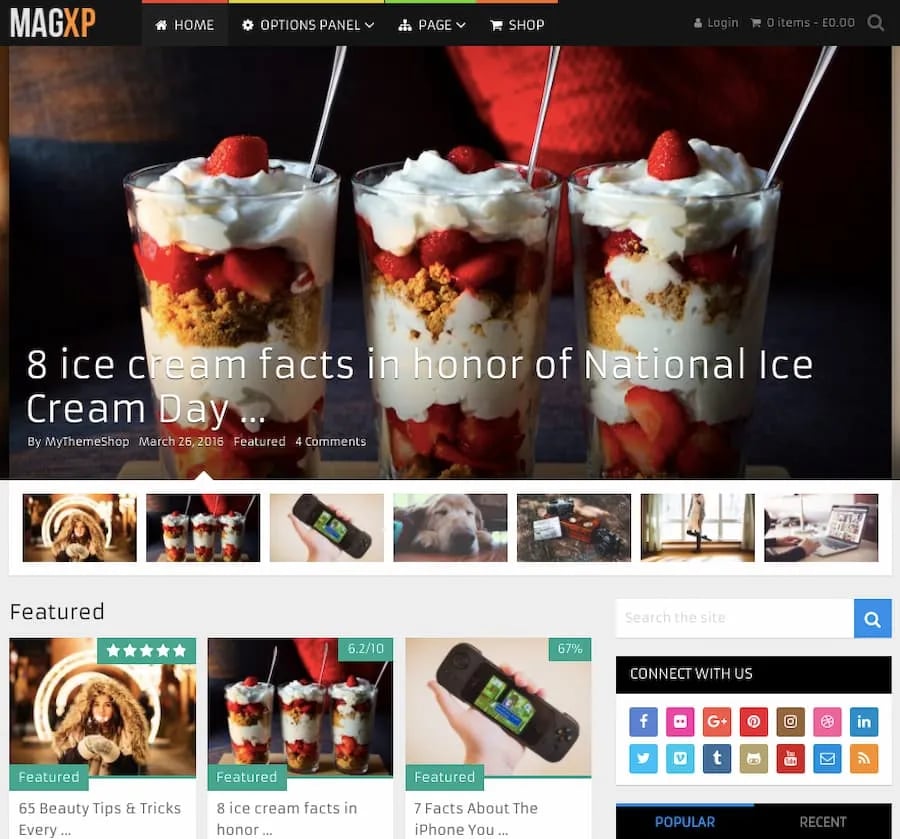 MagXP theme demo shows blog homepage with product reviews