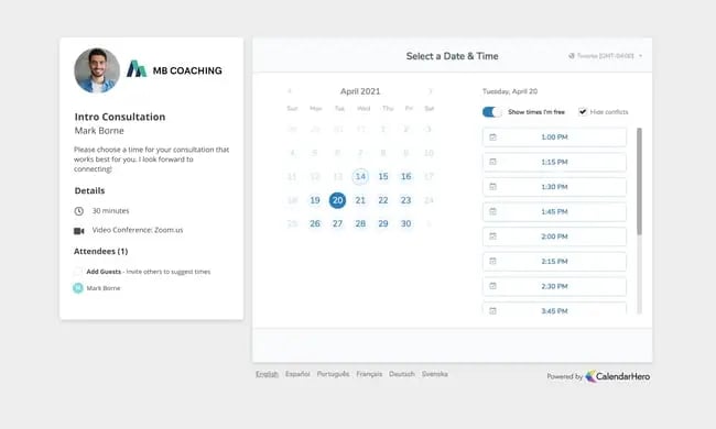 Best appointment scheduling app: CalendarHero