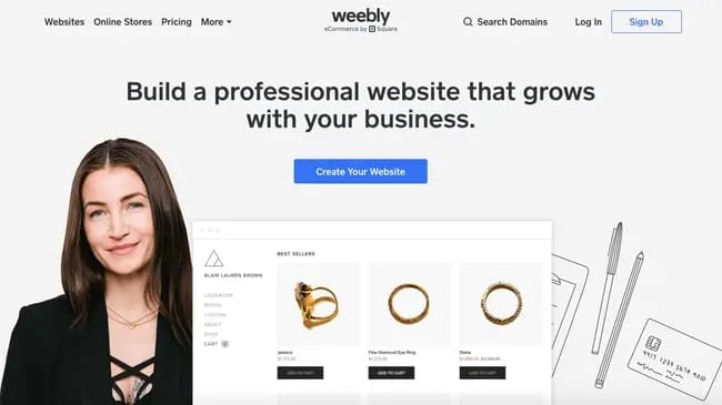 landing page of website builder  weebly