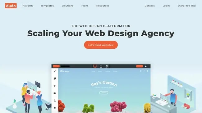 landing page of website builder Duda