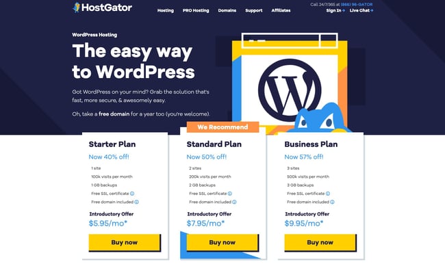 homepage for the best wordpress hosting provider hostgator