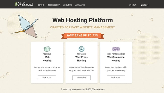 homepage for the best wordpress hosting provider siteground