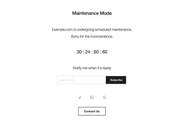 WordPress Maintenance Mode page template with WP Maintenance Mode