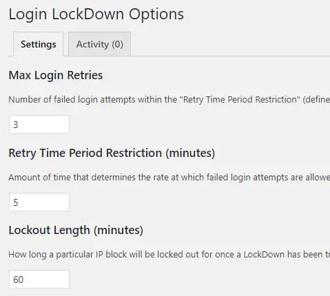Login Lockdown wordpress designer plugin