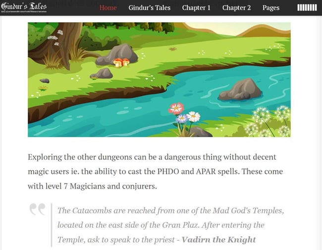 One of the best WordPress themes for writers and novelists Gindur; demo version