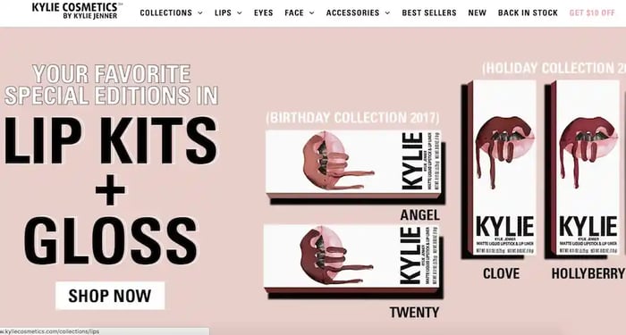 Kylie Cosmetics Shopify store