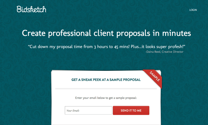 Bidsketch proposal software homepage