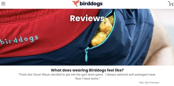 testimonial landing page example, Birddogs