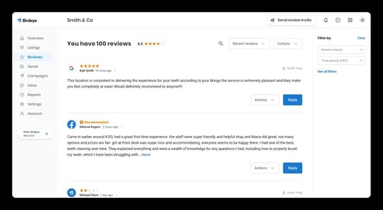 Positive review examples + response templates I Birdeye