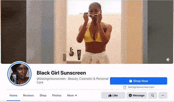 Black Girl Sunscreen Facebook cover video with woman walking to the pool