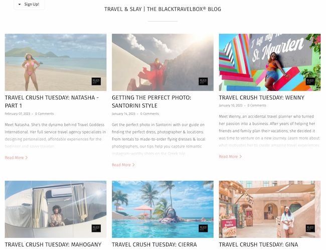 Blogs in websites design examples: Black Travelbox