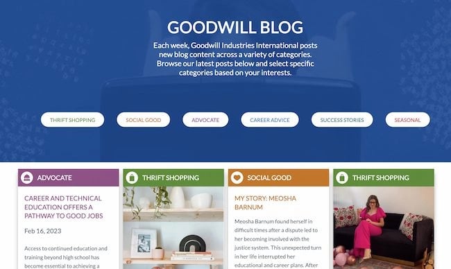 Blog design examples: Goodwill Industries International