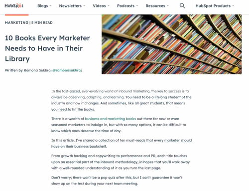 Blog Ideas for Marketers, HubSpot Book Recommendations
