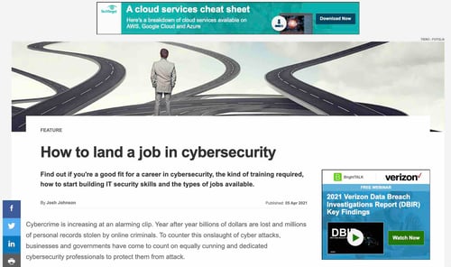 Unique blog ideas, TechTarget articles on how to get a job in cyber security