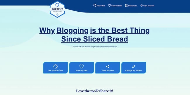 blogging tools: portent content ideas