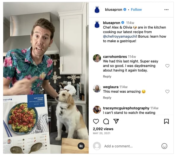 testimonial example, Blue Apron