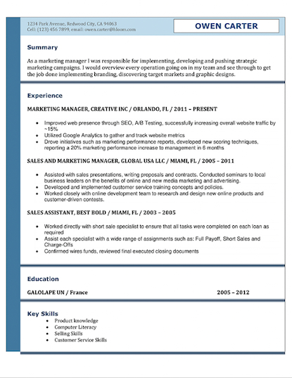 blue resume template for microsoft word