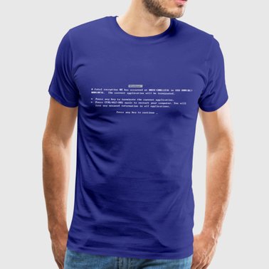 T-shirt with Blue Screen of Death error message printed on it