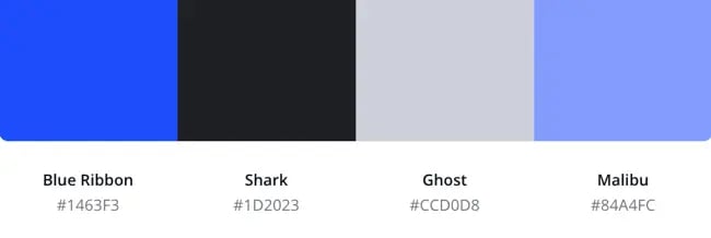 blue website color scheme featuring Blue Ribbon, Shark, and Ghost