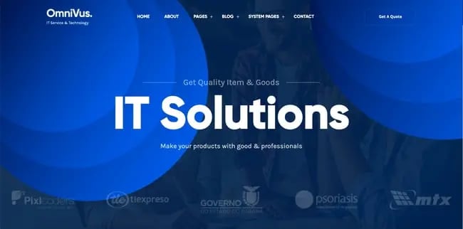 blue website themes: Omnivus features multiple shades and hues of blue 
