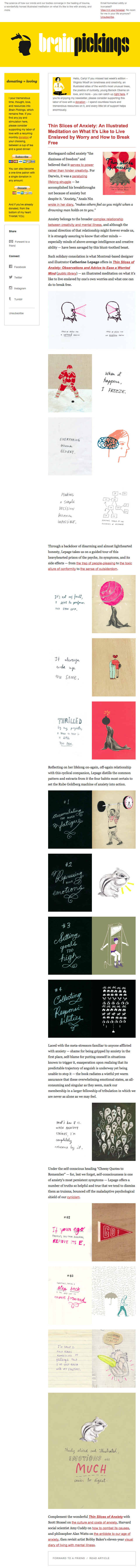 Email newsletter example design with links, clips, and images by BrainPickings