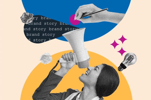 brand story: woman using a megaphone to tell the world her brand's story