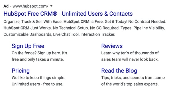 Branded keywords example in Google paid search ads.