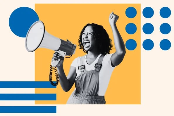 woman is a brand evangelist with a megaphone