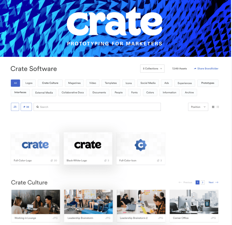 brandfolder example screen for Crate Software