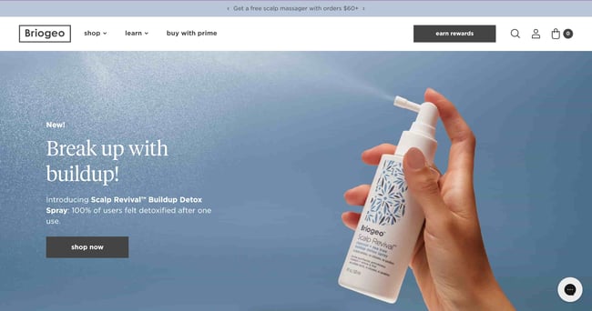homepage for briogeo, an ecommerce type of website