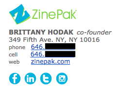 Professional email signature example by Brittany Hodak