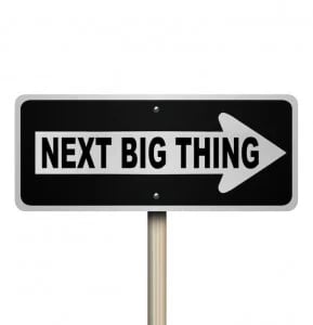 generate buzz: image shows arrow road sign and says 'next big thing'