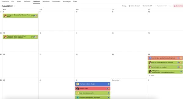 editorial calendar example