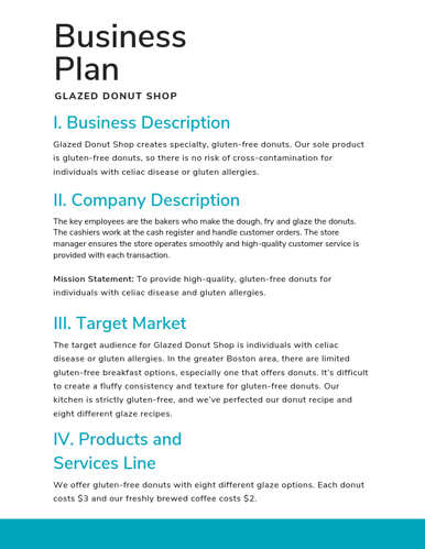 business plan company description example