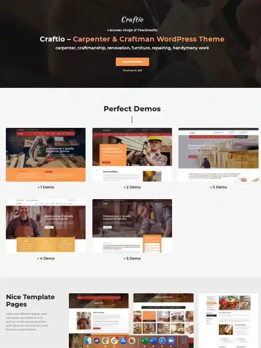 Craftio- Wordpress theme for carpenters