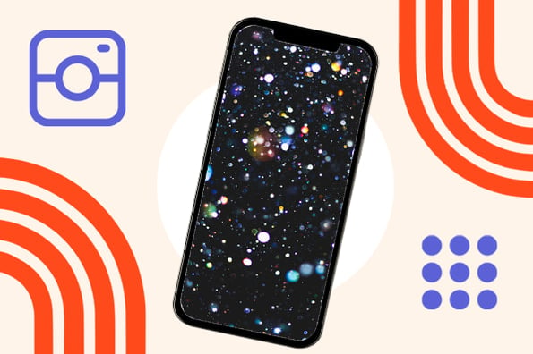 Buy Followers Instagram: Image shows a smartphone with a galaxy on the screen. The Instagram logo is nearby. 