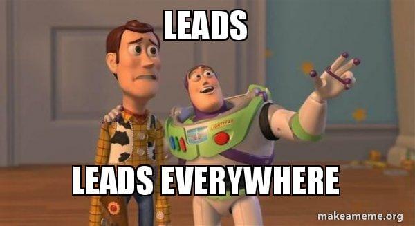 Buzz Lightyear meme with caption about leads