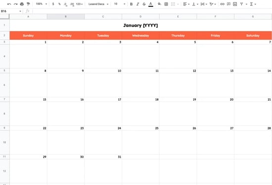 Google Spreadsheet Calendar