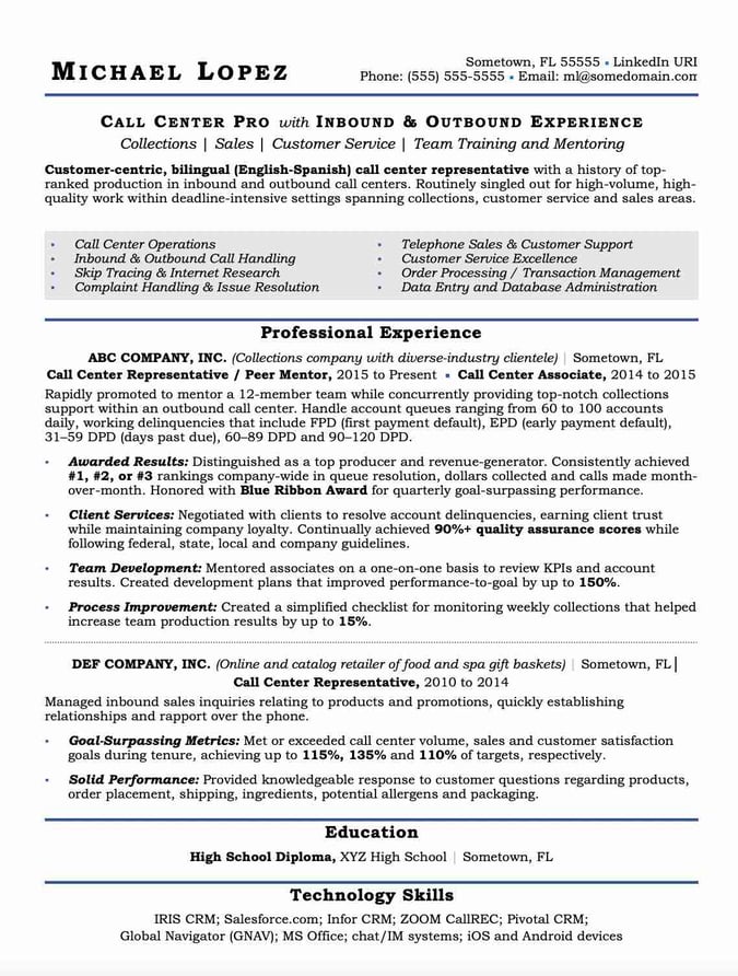 8-call-center-resume-samples-the-skills-to-include-templates