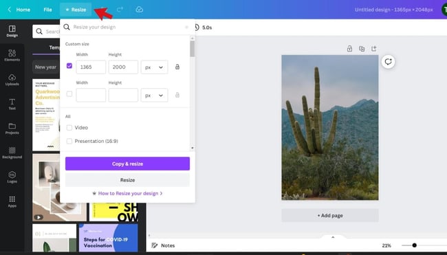 How to resize an image without losing quality in canva: resize image