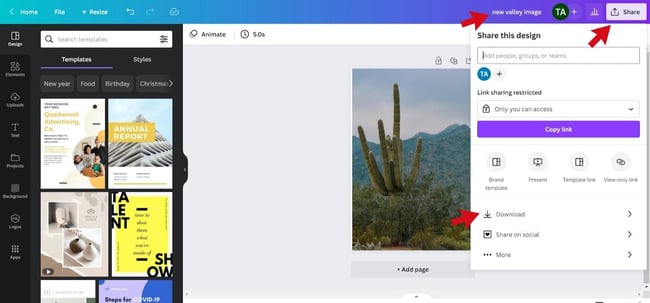 How to resize an image without losing quality in canva: save image
