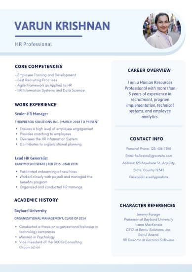 corporate hr professional resume