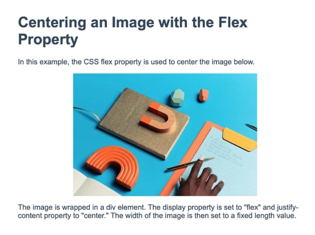 center image in div horizontally: flex box