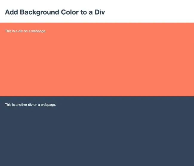 Image showing two divs with different background colors - text background color html example