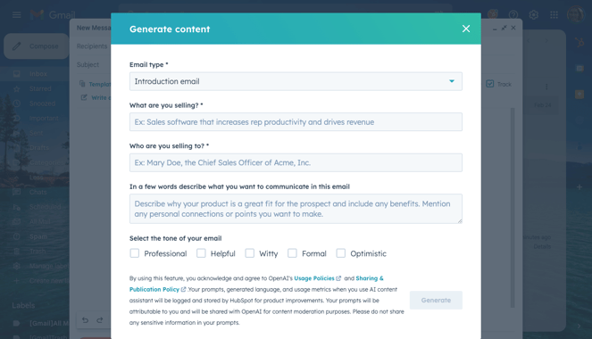 hubspot AI tool chatspot