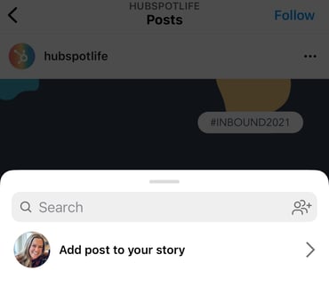 choose add post to your story to repost