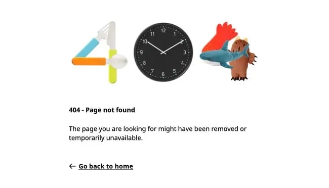 404 error page example from the website ikea